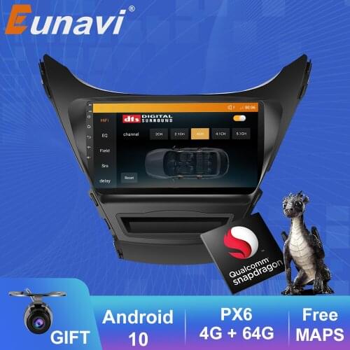 Eunavi 2 Din Car Multimedia Player For Hyundai Elantra 2012 2013 Android 10 Headunit Audio Stereo Radio DTS HIFI DSP GPS NO DVD
