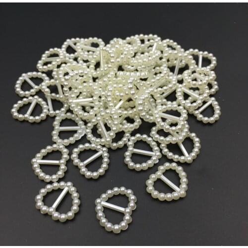 Free shipping 15x17mm Ivory White Double sided printing heart shape Ribbon Slider buckle pearls wedding invitation(1000pcs/lot)