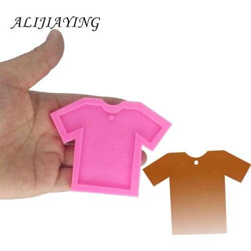 DIY Shiny Girl shirt silicone clothes mold for key chain with a hole Resin Clay Mold crafts tools moulds for plaster DY0046