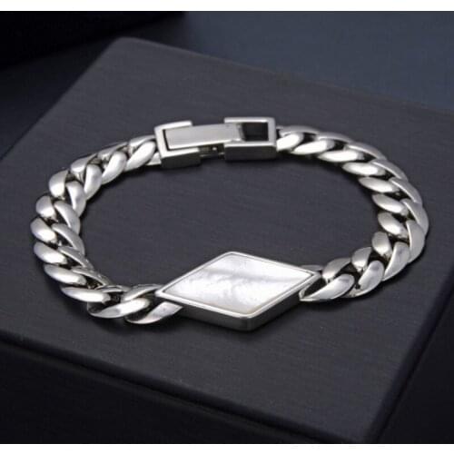 BOCAI New real pure S925 silver couple bracelet simple punk tank chain free lettering Valentines Day gift woman bracelet