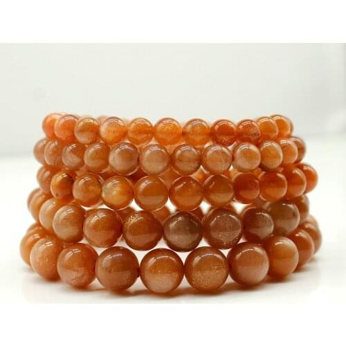 Natural Moonstone , orange moon, sun stone hand string Bracelet Jewelry Stretch Energy Gift 7/8/9 mm