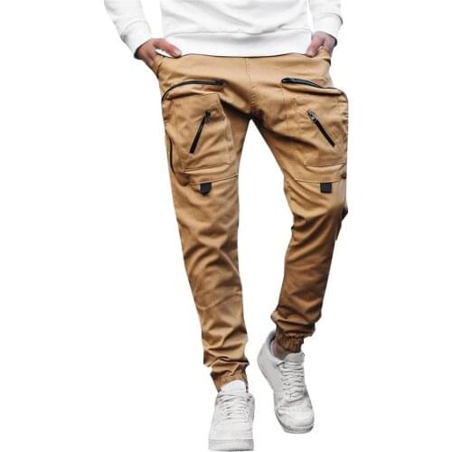 Casual Men Multi-Pocket Jogger Cargo Sweatpants Ankle Tied Sportswear Pants Trousers HipHop Ankle Tied Sportswear Pants Trousers