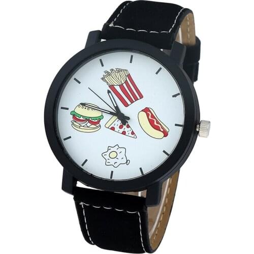 Pizza Hamburger Hot dog Egg Fries Food Watch Lunch Time Japanese Fashion Analog Quartz Girl Wristwatch Men Women Unisex A866
