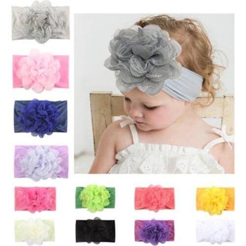 0-6 Year Newborn Infant Lace Floral Headbands Baby Girls Nylon Bow Hairband Headband Stretch Turban Knot Head Wrap Kids Headwear