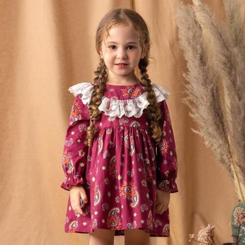 Hibobi Toddler Girl Floral Lace Print Dress Children Clothing Skirt Toddler Cute Baby Clothing Princess Dress