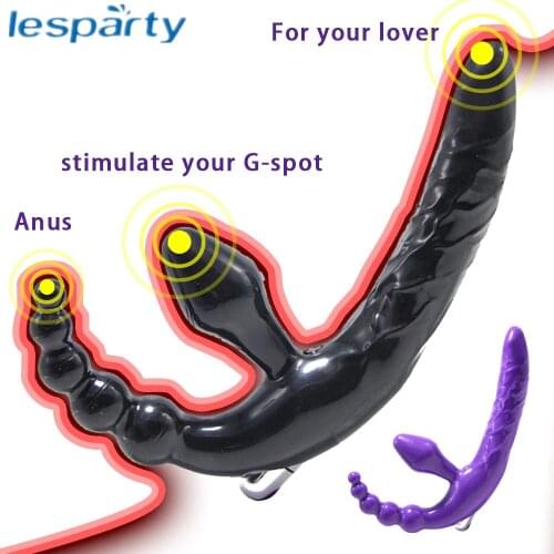 Double Penetration Dildo Anal Vibrator Sex Toys For Adults Couples Silicone Butt Plug Vibrators for Women Anus Sex Products