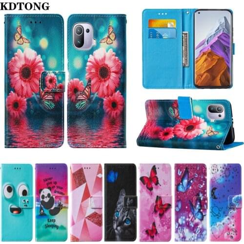 Flip Leather Phone Case for Xiaomi Mi 11 Pro Lite 10S Poco F3 M3 X3 NFC Redmi Note 10S 10 Capa Multi Function Painted Full Cover