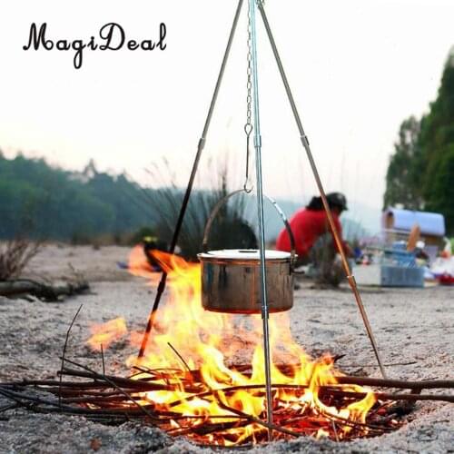 Camping Campfire Cooking Dutch Oven Tripod / Adjustable Grill Tripod Cooker Stand Hanger with Storage Bag