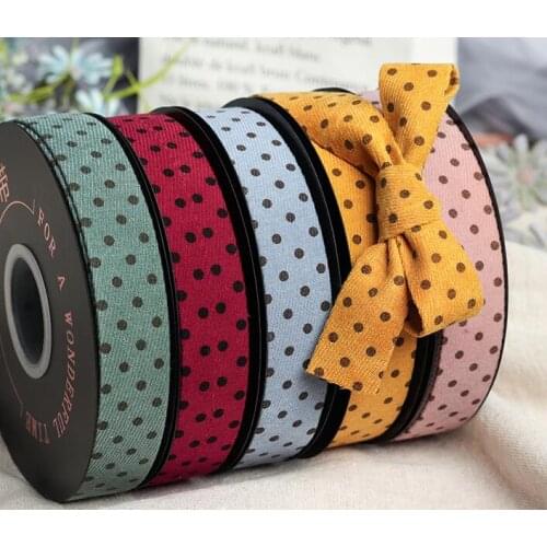 Kewgarden Dot Corduroy Fabric Ribbon 1" 25mm DIY Hair Bow Tie Sewing Accessories Handmade Tape Webbing 10 Yards