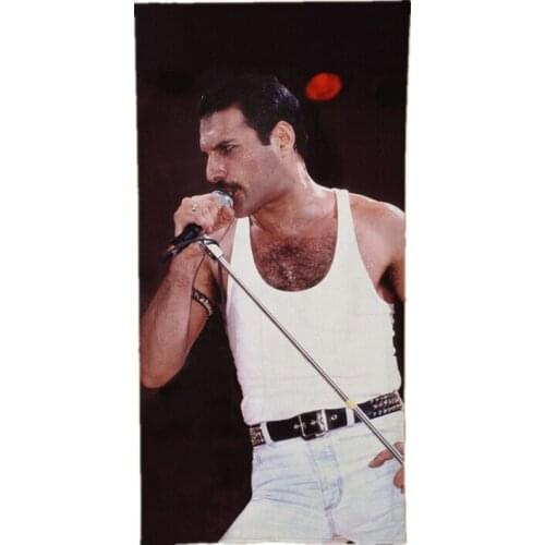 Classic Freddie Mercury Microfiber Beach Bath Towel Soft Quick Drying Freddie Mercury Face Hand Towels for Swimmer Birthday Gift