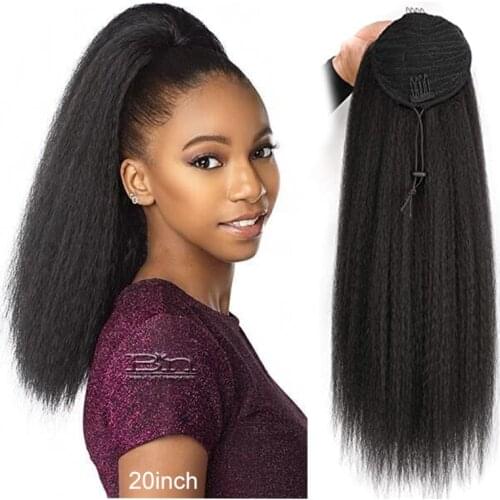 Kinky Straight Ponytail Human Hair Extension 10-20 inch 100g/set Remy Ponytail Human Hair Extensions Yaki Straight Ponytail Hair