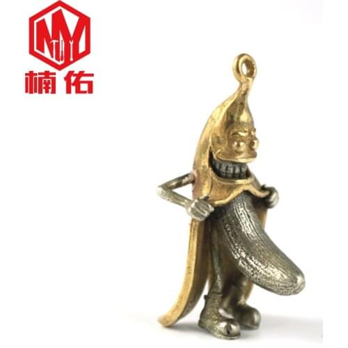 Hot Selling Spoof Banana Man Pendant EDC Toy Brass Keychain Pendant Hand-Made Office Doll