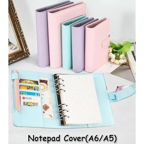 Macaroon Color A6/A5 PU Leather DIY Binder Notebook Cover Diary Agenda Planner Bullet Cover School Stationery