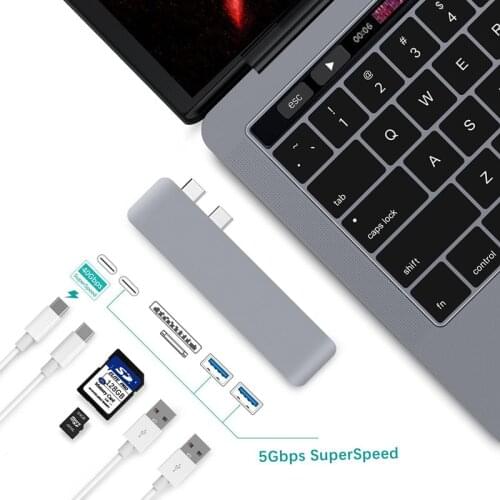 Marsea USB C Hub Thunderbolt 3 Hub USB C Dock with TF SD Card Reader PD HUB 3.0 for MacBook Pro/Air 2020 Type-C
