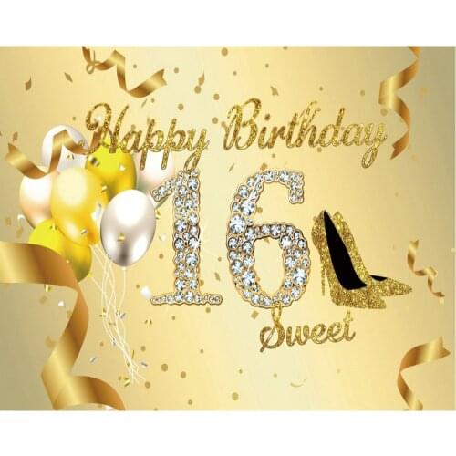 Sweet 16th Birthday High Heels Balloons Party Backdrop Baby Shower Room Decor Photo Booth Studio Prop