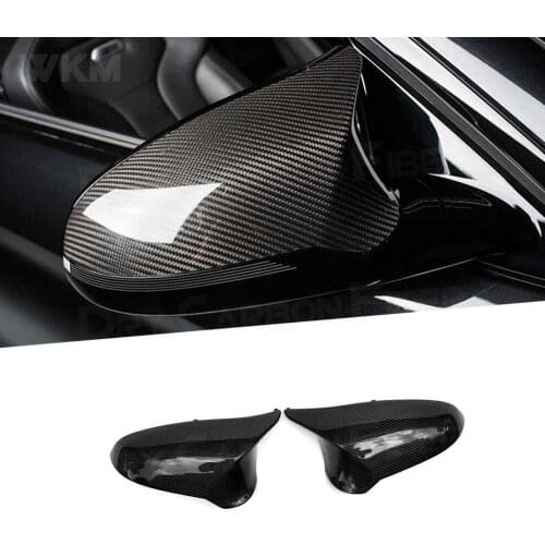 For BMW F80 M3 F82 M4 2015 -2018 Rear View Mirror Trim Caps Horn Replacement Style Dry Carbon Fiber Side Mirror Cover LHD 2PCS