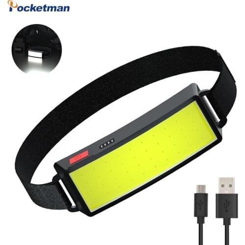 Powerful COB Headlamp USB Rechargeable LED Headlight Torch Head lamp light With Built-in Battery Flashlight for Fishing Hunting