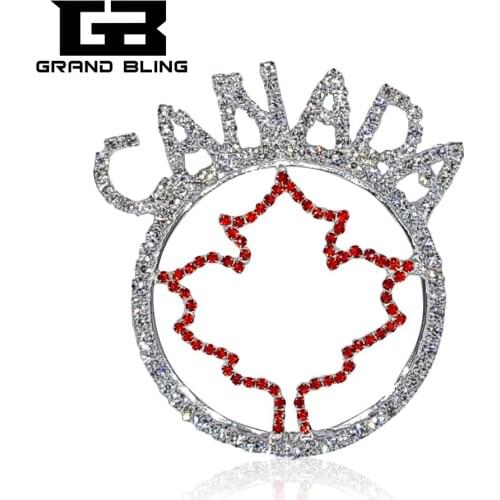 New Fashion Design Rhinestone "CANADA"Pins with Maple Leaf Hand-made Jewelry