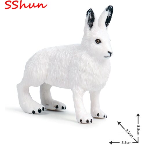 5.5*2.5*5.5cm Solid Mini Simulation Animal Model Arctic Rabbit Rabbit Children Animal Toy Simulation Animal Decoration