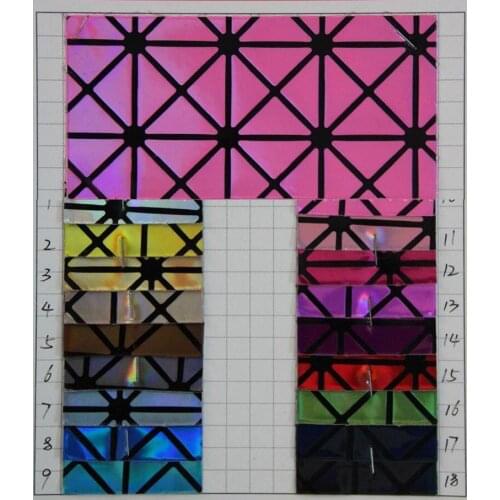 Wholesale quality holographic PU leather fabric diamond shaped colorful laser leather for handbag shoes furniture decoration