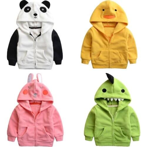 Autumn/ Winter Fleece Hoodies Cartoon Children Coat Baby Girls Warm Outerwear 1-5 Years Kids Sweatshirt Cute Child Thick Clothes