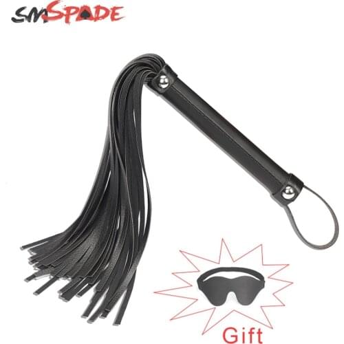SMSPADE Black Beginners Bondage Boutique Flogger Faux Leather Flirting Whip Spanking BDSM Adult Sex Toys