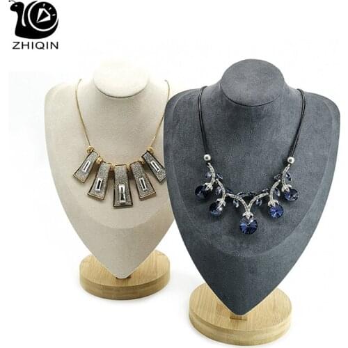 Bamboo Necklace Pendant Display Stand Beige/Grey Jewelry Display Holder Jewelry Mannequin Bust Necklace Window Display S/M/L