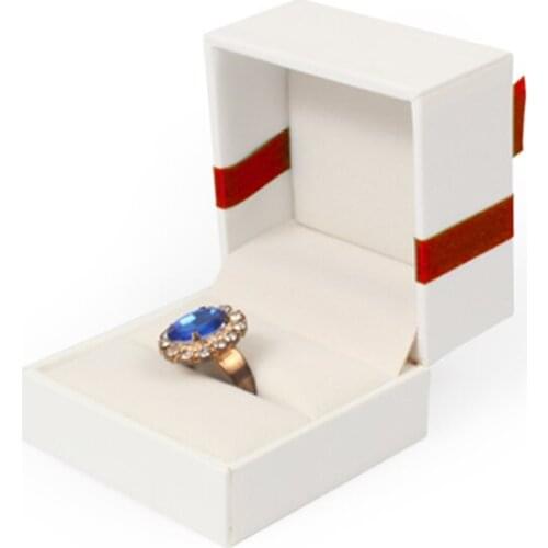 Simple Elegant White Paper Jewelry Boxes With Blue Bow-Knot Decoration Ring Bracelet Pendant Long Chain Gift Storage Box