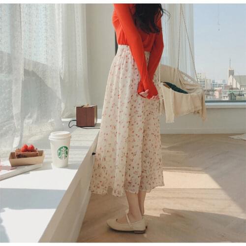 Chiffon Print skirts MI-long Bohemian High Waist Floral Print Summer Skirts Womens Boho Maxi Long Skirts For Women