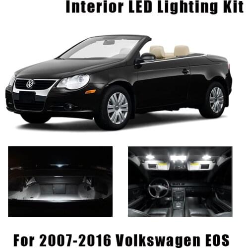 16pcs White Canbus LED Interior Map Trunk Reading Light Kit For 2007-2016 Volkswagen VW EOS Footwell Door License Plate Lamp
