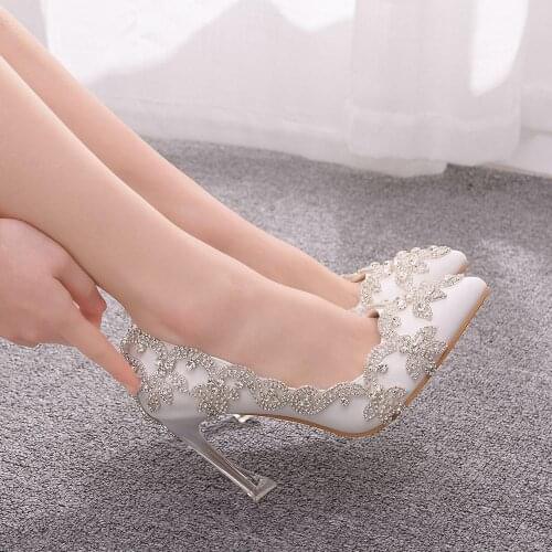 Crystal Queen Womens Shoes Ladies Wedding Shoes Bride Clear Thin Sexy High Heels Christmas Evening Party Luxury Crystal Pumps