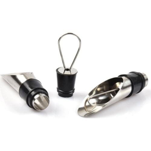 3PCS Durable Stainless Steel Wine Stopper Pouring Device Dual Wine Bottle Stopper Guide Liquor Pourers Free Flow Bottle Stopper