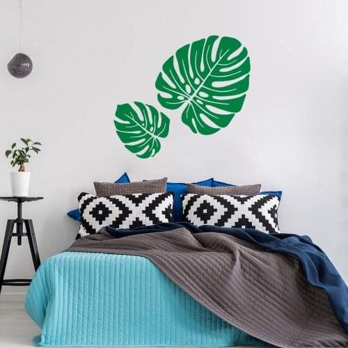 Monstera Pattern Leaves Wall Sticker Home Living Room Decor Tropical Leaves Wall Art Decals Jungle Style Vinyl Wallpaper AZ589