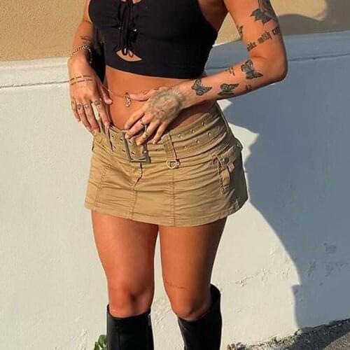 Y2K Hot Girl Low Waist Jeans Short Skirts E-girl Vintage Denim Mini Skirts With Sashes Sexy Women Kawaii Harajuku Streetwear