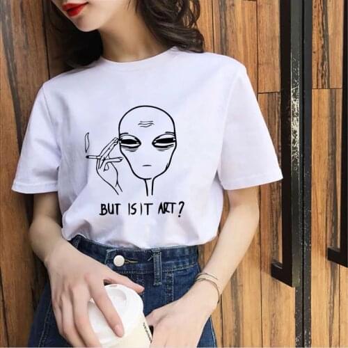 Women 2021 Summer Short Sleeve Floral Flower Alien Fashion Lady T-shirts Top T Shirt Ladies Print Graphic Female Tee T-Shirt New