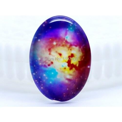 10pcs 18X25mm 30X40mm Oval Glass beads already glued on the image base setting-(Star bright)-(HPGC-8236)