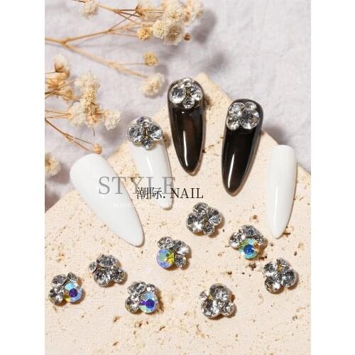 10PCS/Bag Super Glitter Crystal Nail Art Heap Rhinestones Non Hot Fix Clear Color Aurora Glue On Decorations Charms Jewelry