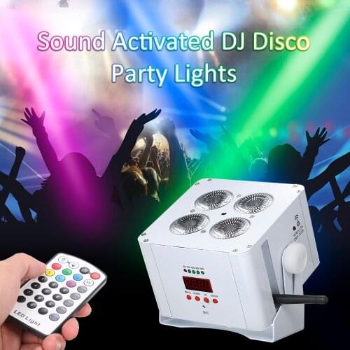 4pcs Sound Party Lights 75W DJ Disco light 6 in 1 LED Stage Light 6/10 Channels 2.4G Wireless DMX512 Receiver IR Remote Control
