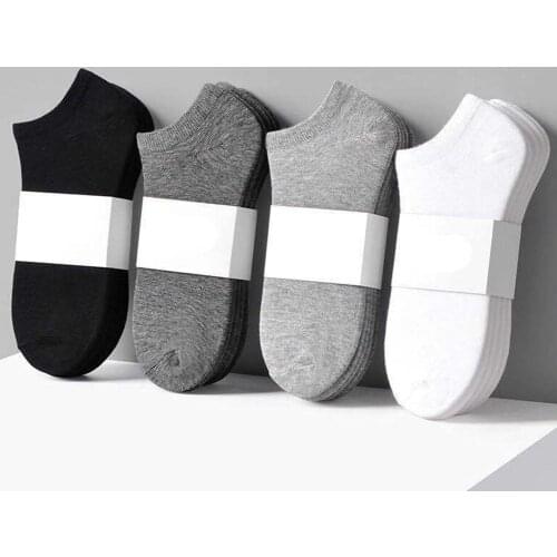 5 Pairs Men Ankle Socks Solid Color Elastic Breathable Cotton Comfortable Anti Sweat Low Cut Ankle Unisex Short Socks