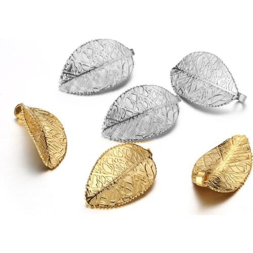 5pcs/lot Stainless Steel Leaf Charms Earrings Necklace Leaves Pendant DIY Crafts Jewelry Making Handicraft Accessories Supplies