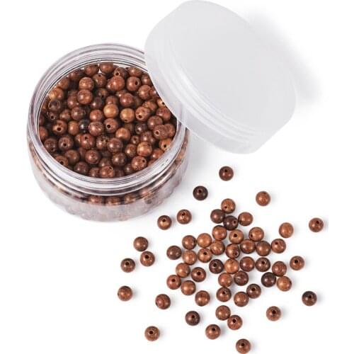 400pcs Undyed Wood Round Beads 6mm Waxed Wooden Beads for jewelry making DIY Bracelet Necklace,With Container