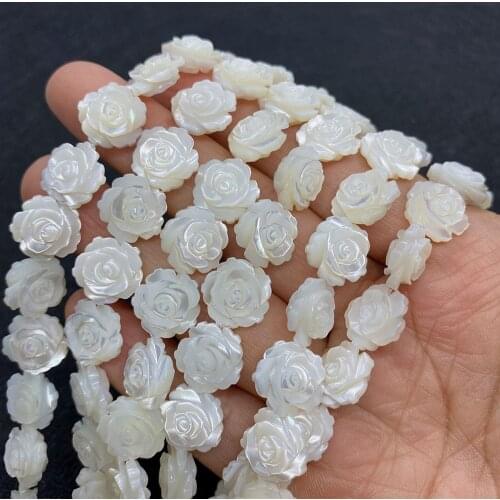 Pure Natural White Dish Shell Flower-shaped Beads 8 10 12mm Hand-carved Double-sided Rose-shaped Beads Jewelry DIY Accessories