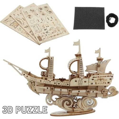 3D Wooden Puzzle Games Boat & Ship Model Toys DIY Build Sailboat Assembly Model Kit For Children Kids Girls Birthday Gift