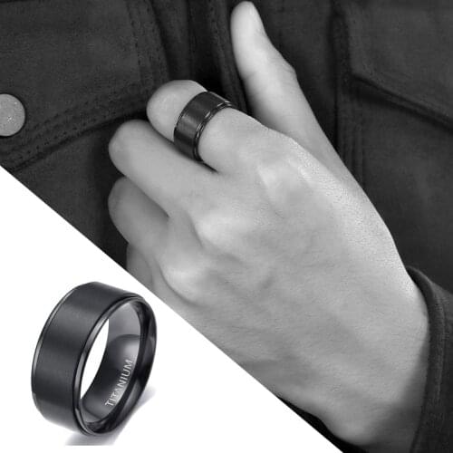 Eamti 10mm Man Black Ring Titanium Cool Wide Finger Band Forefinger Rings Unisex Unique Writing anillo hombre anel masculino