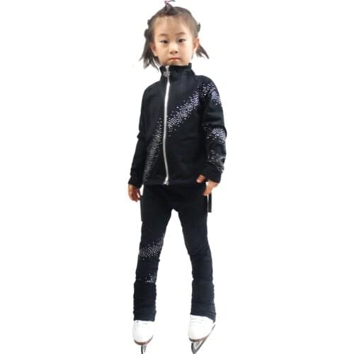 Figure Skating Leggings Jackets Sets Girls Children High Quality Crystals Women Skiing ice skating pantss for training
