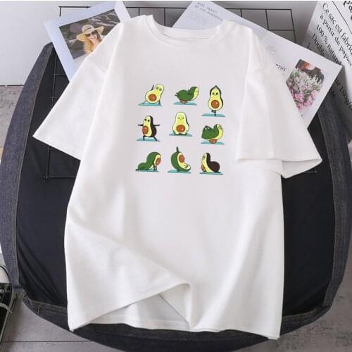 Do Sports Avocado Cartoon T-shirts Woman O-neck Harajuku Lady Clothing Summer Oversize For Female Hip Hop Short Sleeve Tops Tees