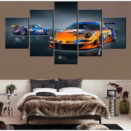 Motorsport Painting On Canvas Type Wall Decor Framework 5 Piece GT3 Graffiti Racing Poster For Living Room Bedroom Home Oil