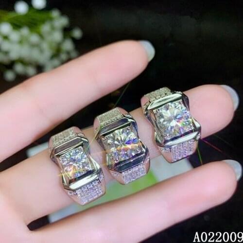 KJJEAXCMY Fine Jewelry Men 925 Sterling Silver Inlaid 0.5/1/2/3 Carat Mosang Diamond Classic Ring