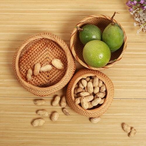 Rattan Fruit And Vegetable Storage Hand-Woven Storage Basket Bread Basket Snack Gift Basket Dry Small Basket Storage Box Baske