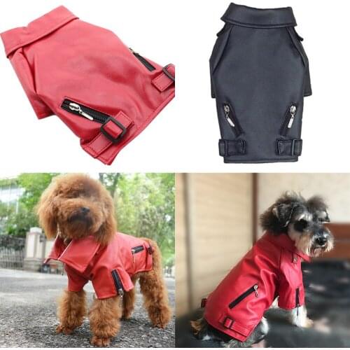 Leather Dog Jacket Coat Cat Chihuahua Puppy Poodle Bichon Pomeranian Schnauzer Pug French Bulldog Dog Clothes Pet Clothing